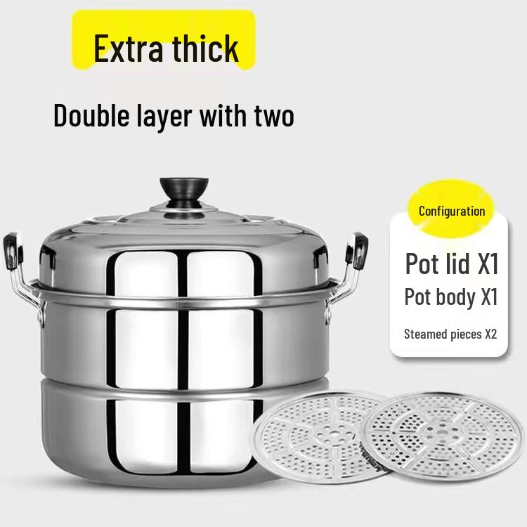 

Stainless Steel Multi-Layer Steamer Pot for Buns, Fish, and Soup - Compatible with Induction Cookers 28 cm