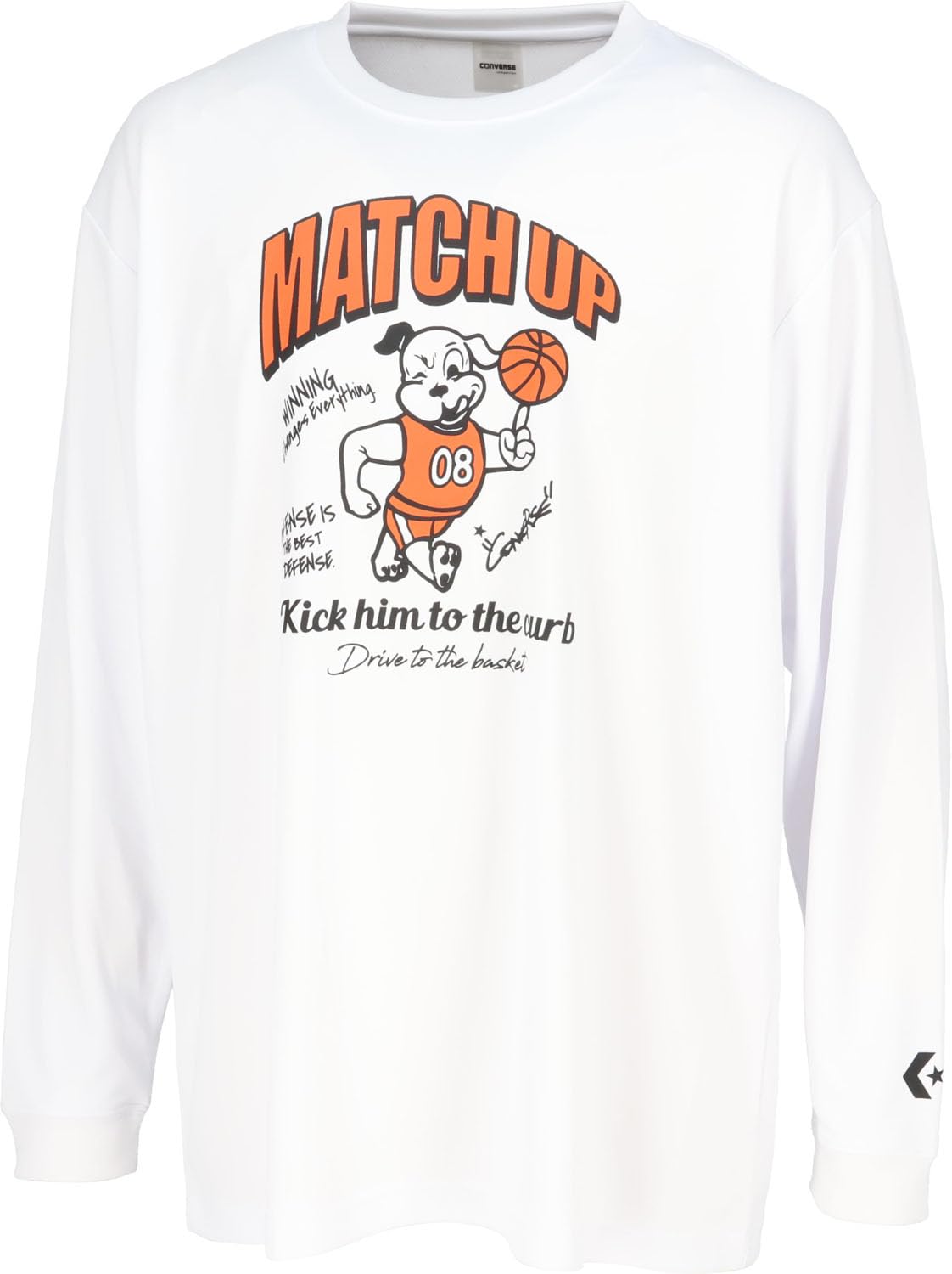 Converse CB242366L Баскетбольная футболка с длинным рукавом с принтом быстросохнущая белая футболка впитывающая влагу сушащая 5869₽