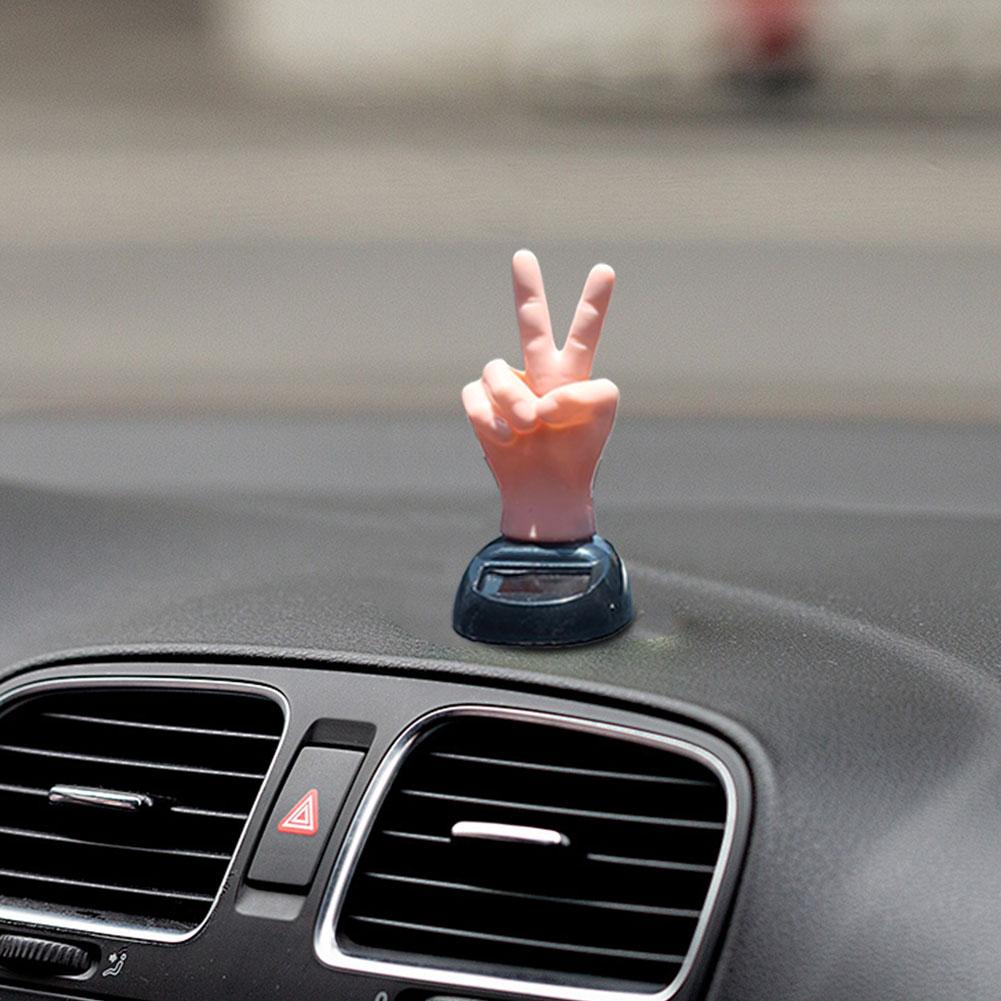 Solar Powered Two-finger Salute Shaking Toy Car Dashboard Dashboard Dancing Brown Ornament Figure Decorative Toy C T3w7