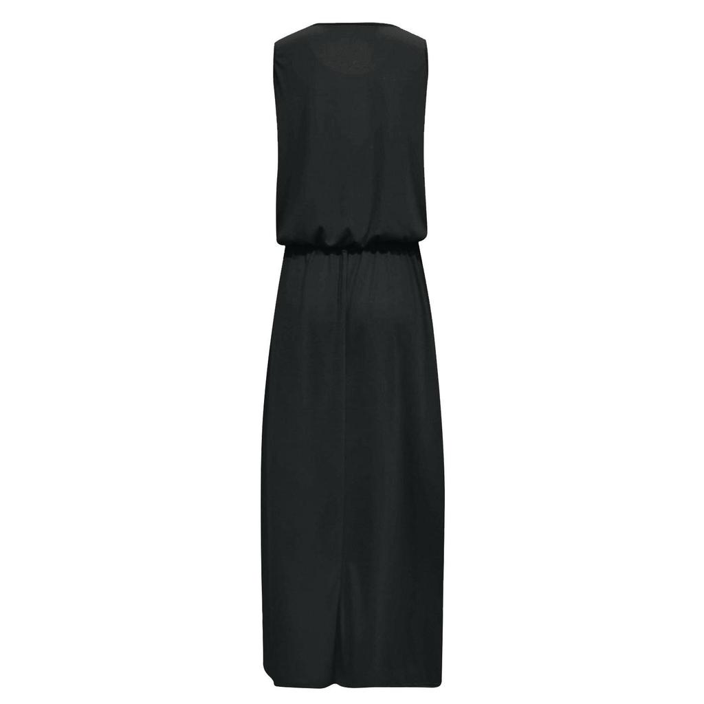 2023 Summer Sleeveless Long Dress: Fashionable Women's Casual Printed Dress with Waist-Cinching Zipper