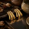 Vintage Striped Texture Stainless Steel Stud Earrings For Women Gold Plated Knotted Vortex Earring Waterproof Statement Jewelry