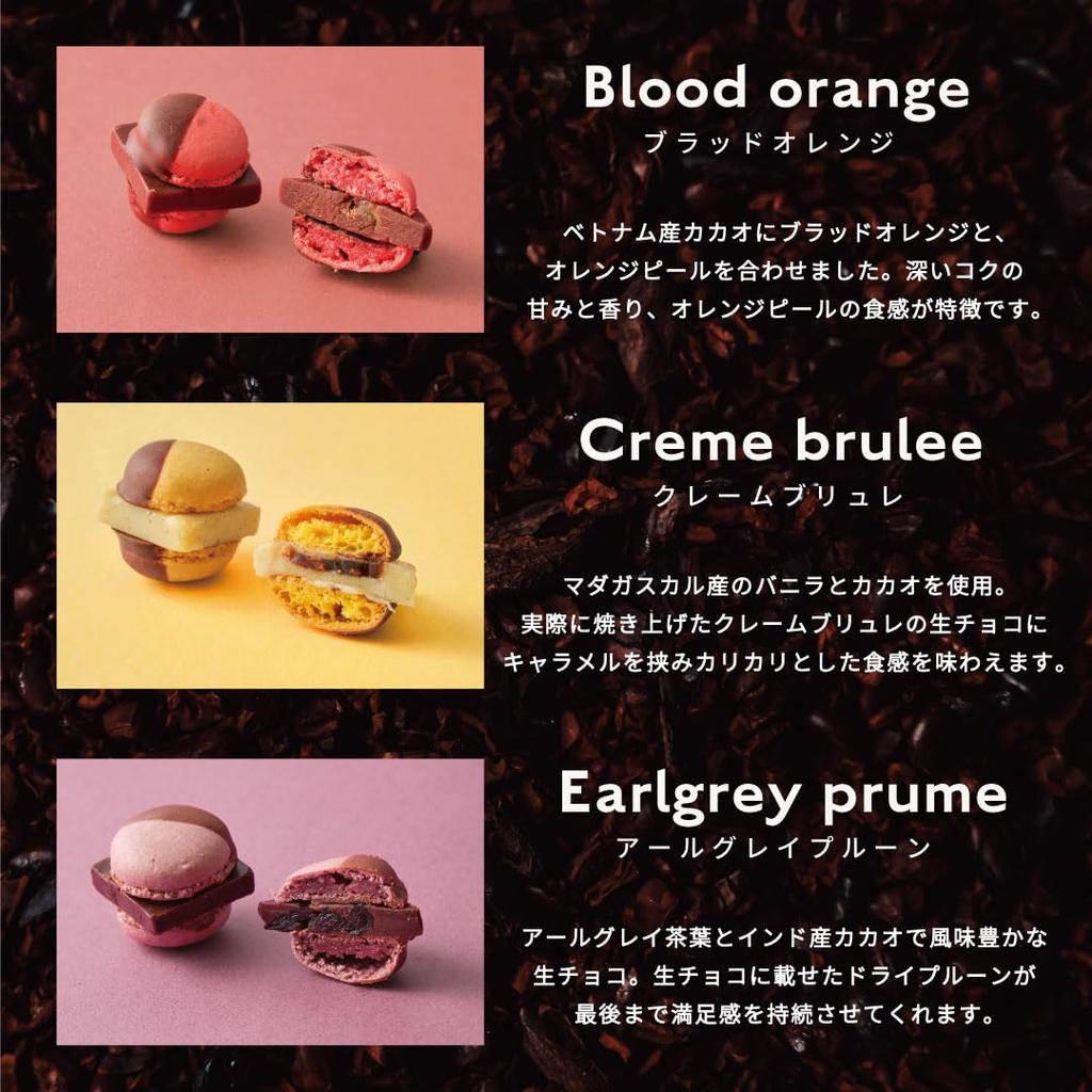 MAMEIL Raw Chocolate Macarons Set of 6 Sweets Gift Present Day Chocolate Pistachio Coffee Blood Orange Brulee Earl Grey Gift Version Valentine's (Raw