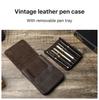 Crazy Horse Leather Handmade 6-Pen Magnetic Drawer-Style Fountain Pen Case