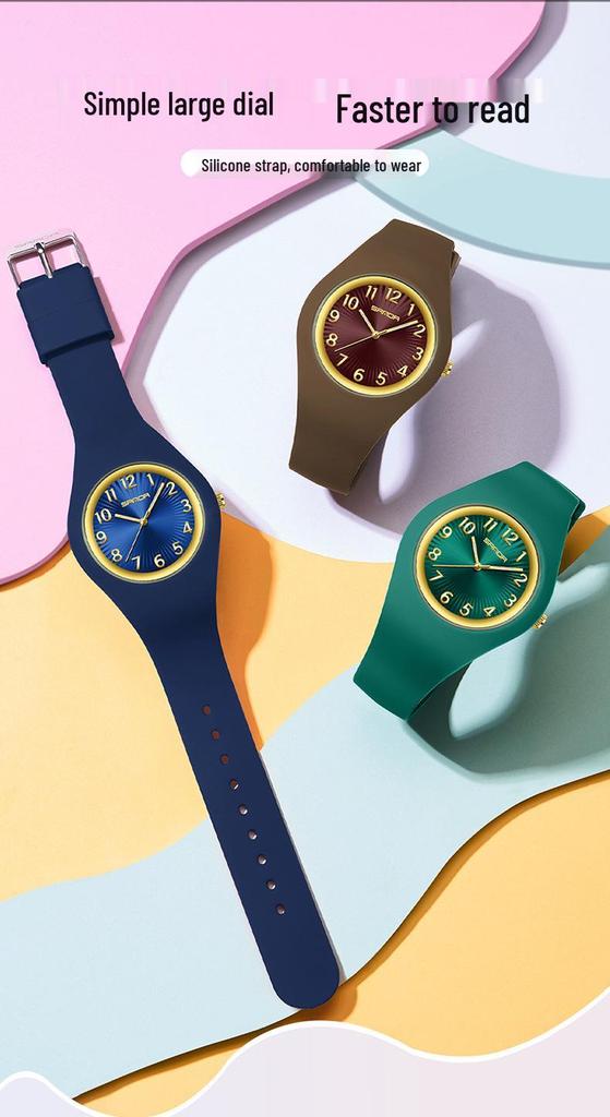 Sanda Unisex Korean Style Waterproof Quartz Watch - Simple Fresh Silicone Student Wristwatch