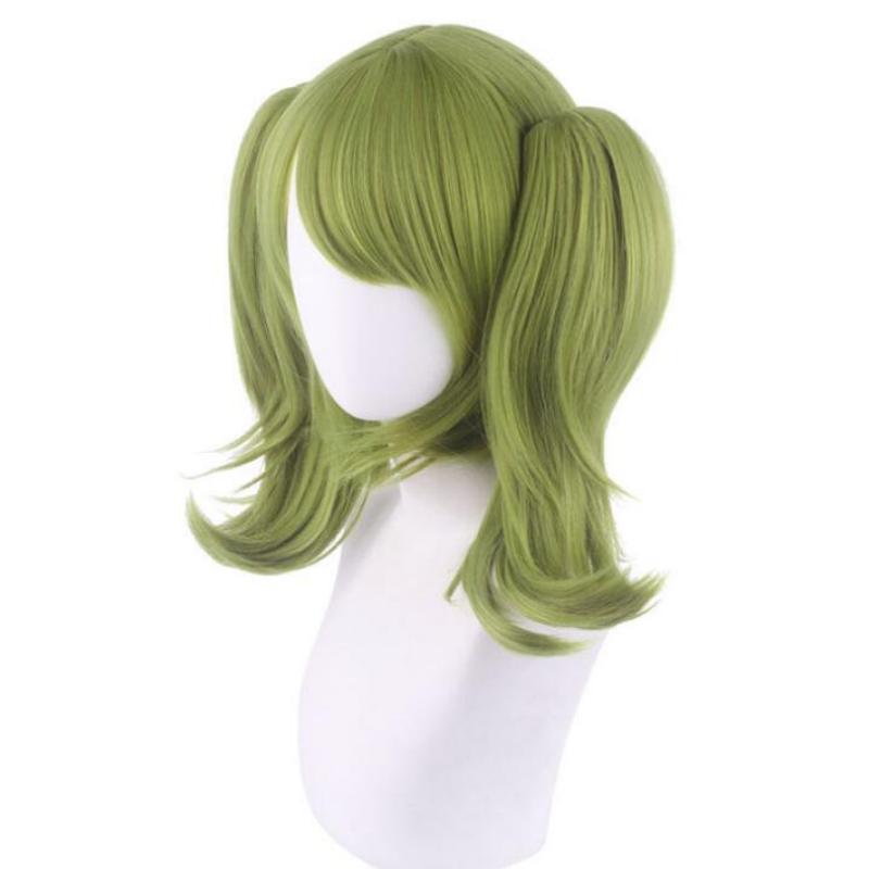 Wig Cosplay Danganronpa Monaka Green Short Ponytails Costume Dangan Ronpa Heat Resistant Synthetic Hair Monaca Towa Women Wigs