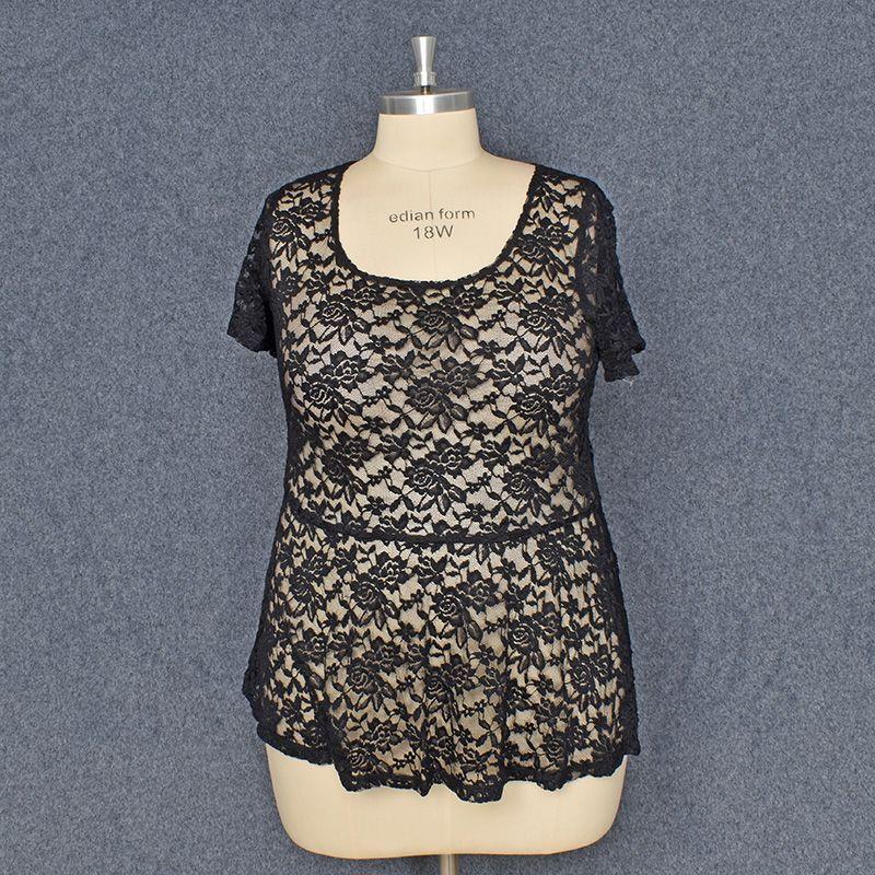 

100.00kg Bust Size 120cm Extra Large Size Loose and Elegant Printed Sexy Full Lace Blouse Doll Lace Shirt Figure 8 2