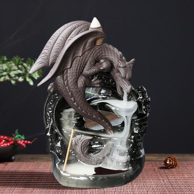 Dragon Incense Burner Winged Dragon Ceramic Backflow Incense Holder Waterfall Incense Burner