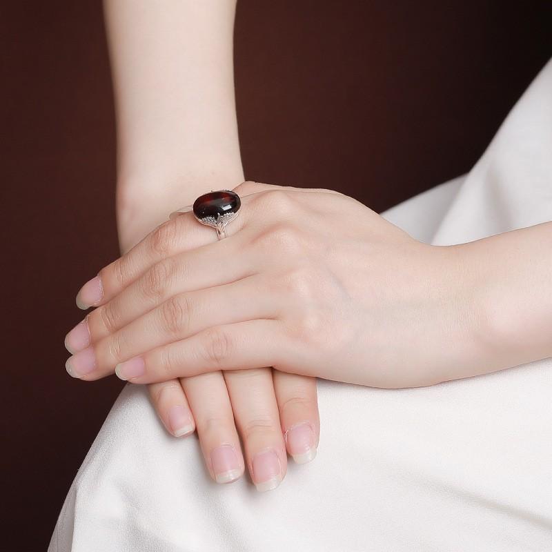 Adjustable Vintage Blood Amber Resin Ring With Wheat Motif Minimalist Boho Statement Jewelry Women Men