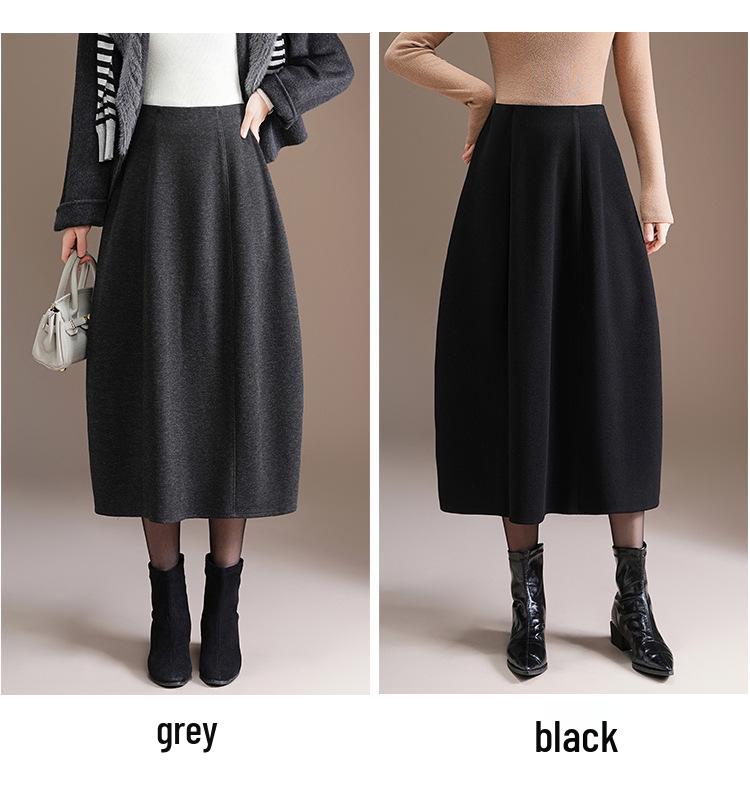 Stylish Elastic Waist Women's Winter 2025 Korean Slimming Casual Mid-Length Skirt