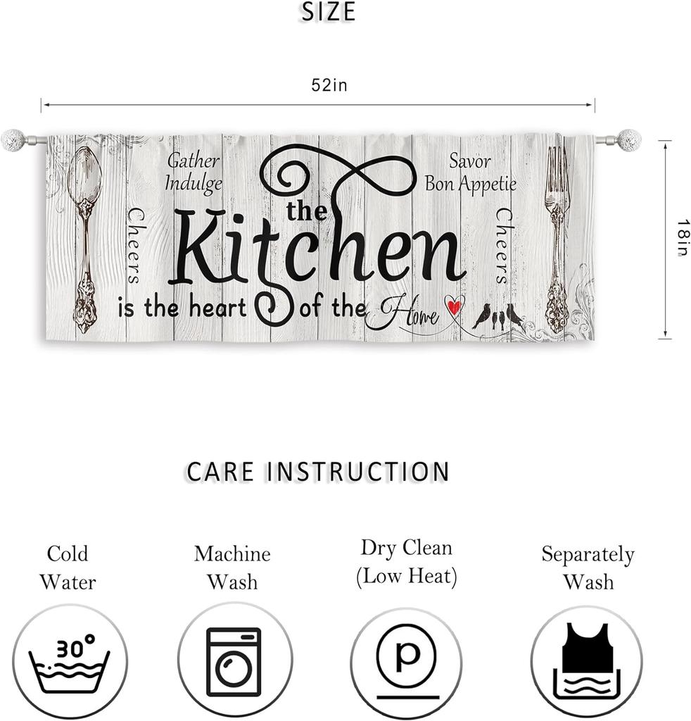 Vorhang Europäischer Stil, Moderne Dekoration, Handbemalter Geschirr-Druck Vorhang mit Stangentasche, Geeignet für Küche, Café