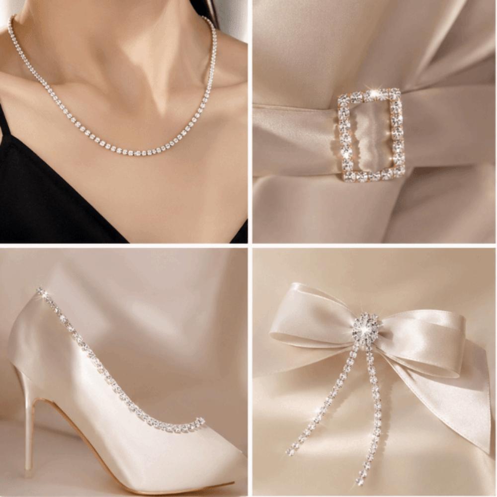 1pcs 2 Yard Length Rhinestone Chain Ribbon 3mm Rhinestones DIY Wrap Roll Ribbon For DIY Crafts