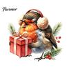 Waterproof PVC Glass Film Christmas Bird Static Window Clings, Decals with Santa Hat And Decorative Stickers for Home Gift Box, Removable Holiday Door