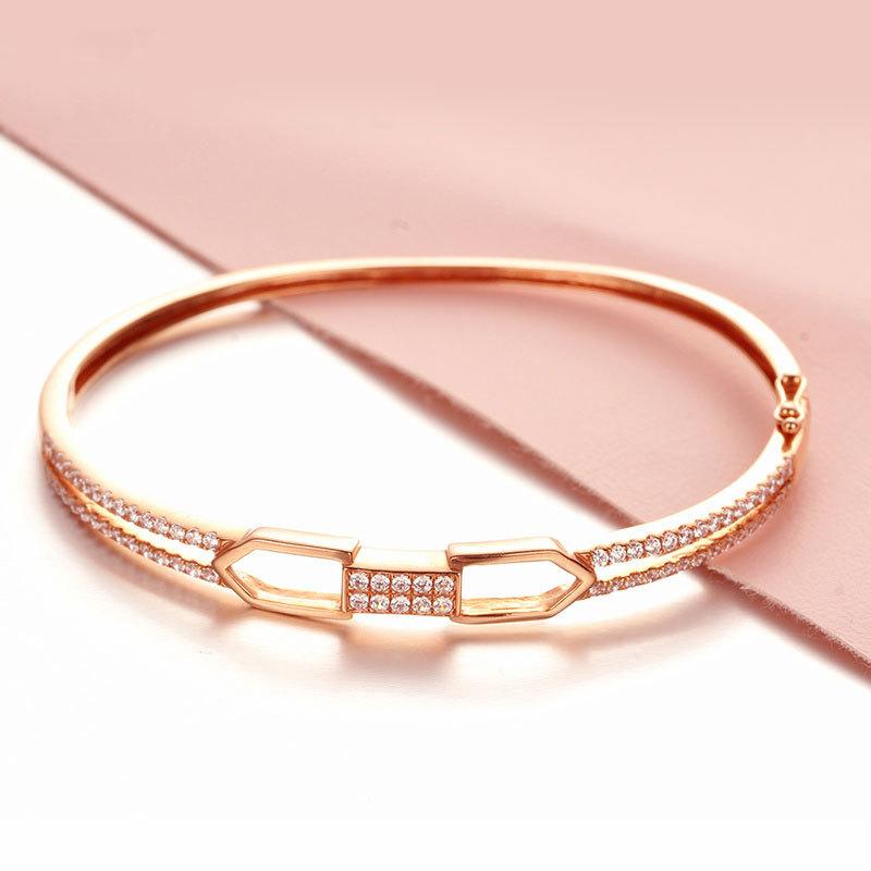 Фиолетовый Золотое покрытие Розовое золото Богатый Модный Циркон Высокое Чувство Темперамент Браслет Женский