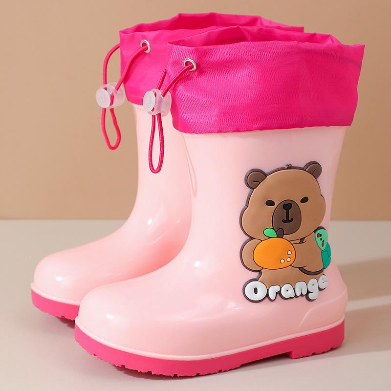 Capybara Kinder Gummistiefel, rutschfest, warm, mit weichen Sohlen