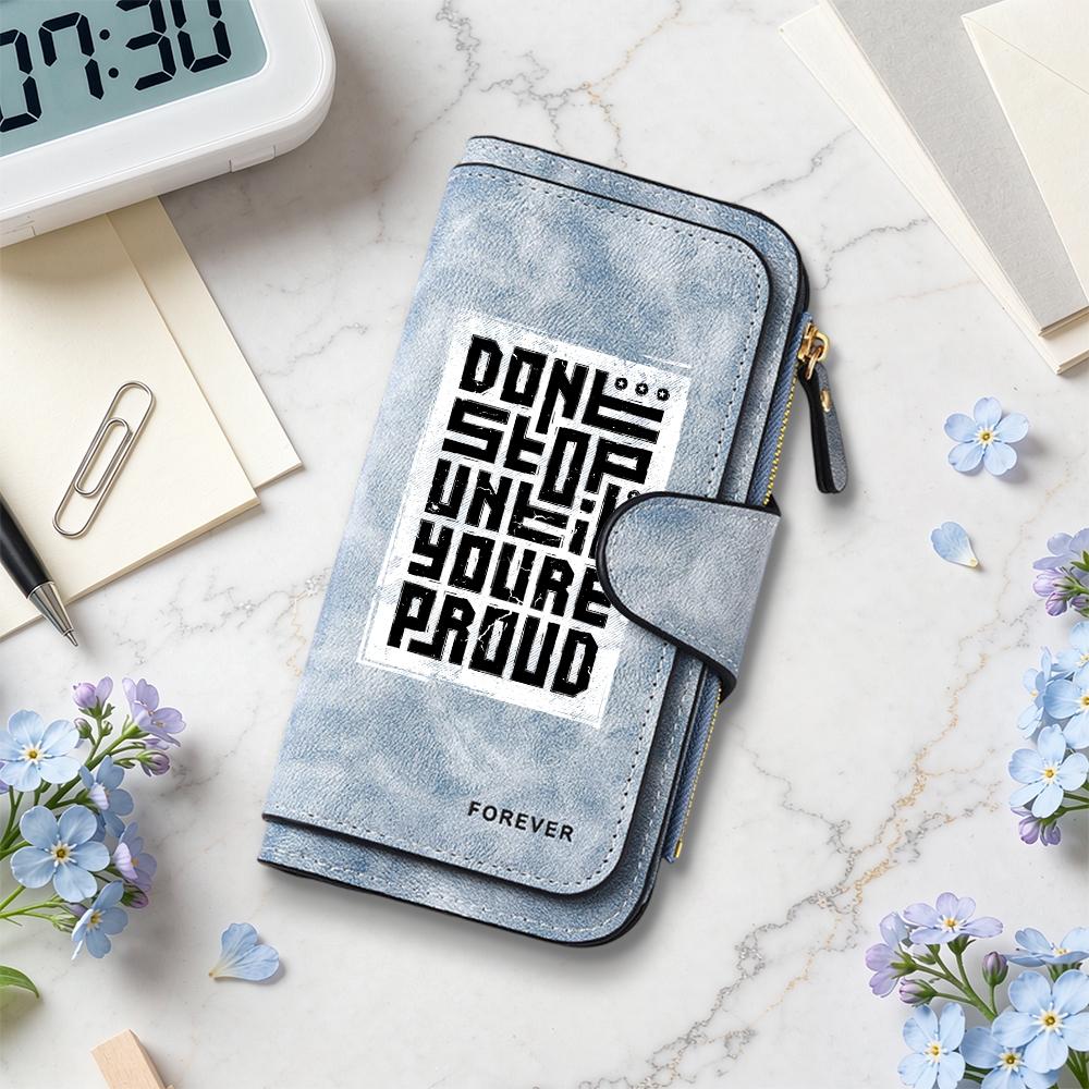 Vintage Long Wallet for Women Men Fashion Letter Print Multi Card Slot Coin Purse