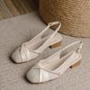 Square Toe Women Sandals Mid Heels Pumps Summer Designer Casual Woman Slippers 2025 Brand Trend Dress Zapatos De Mujer