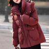 2024 Red & White Plus Size Mid-Length Duck Down Coat - Thickened, Warm, Loose Fit