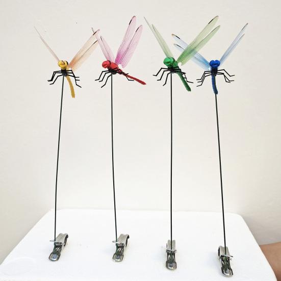 Dragonfly Clip with Pole Garden Decor Dragonfly Hat Clip 3D Artificial Dragonfly Rod Clip for Men And Women Hat Outdoor Plants
