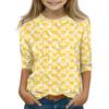 Print Tops For Youth Girls Round Neck 3/4 Sleeves T-Shirts Trendy Tops Outfit Tees