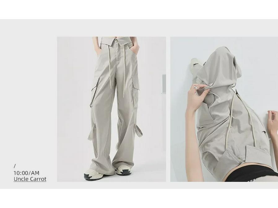 Women's 2025 Military Green Straight-Leg High Waist Cuffed Casual Pants
