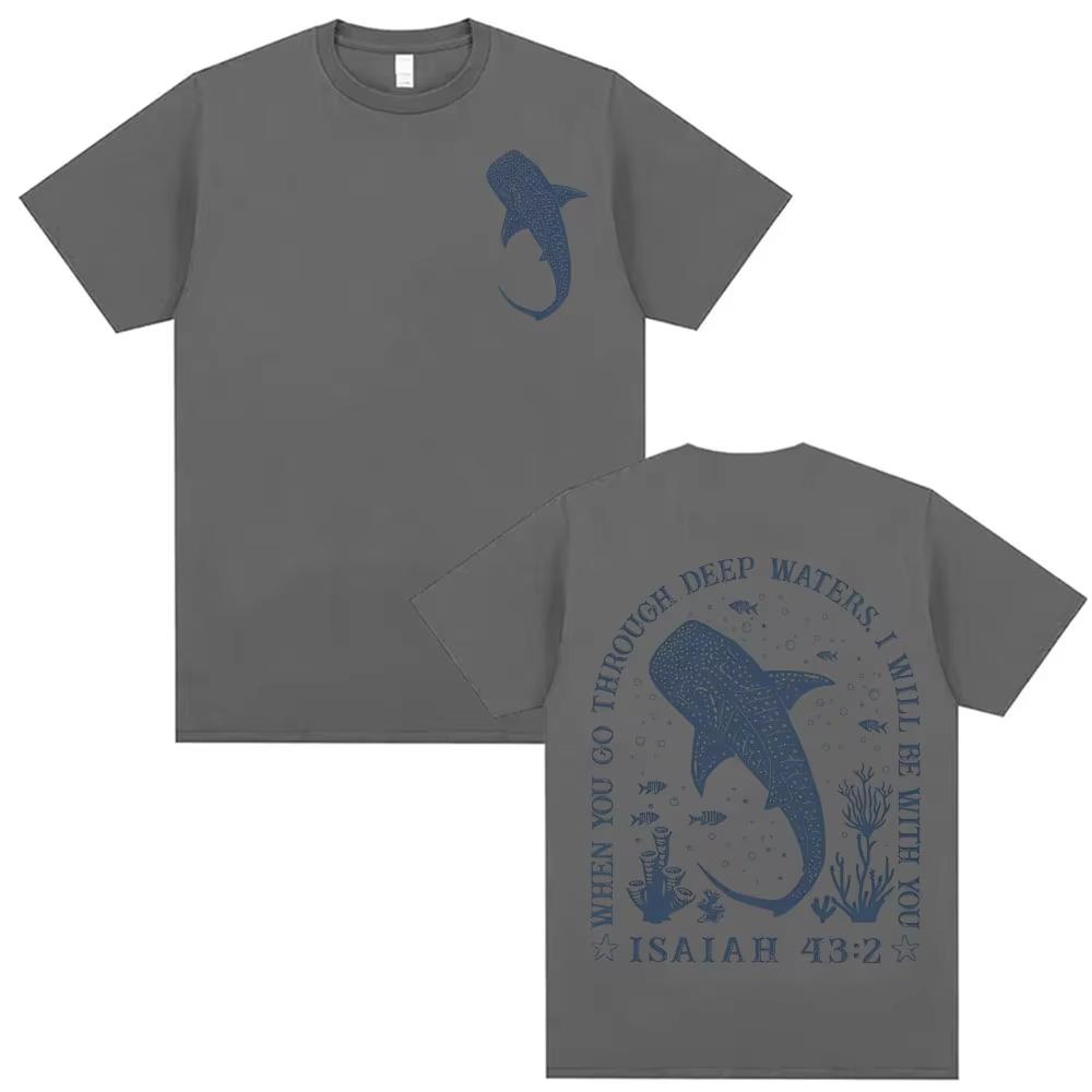 Wenn du durch tiefe Wasser gehst, werde ich mit dir sein Bibel T-Shirt Christlicher Ozean Walhai Herren Vintage Hochwertige T-Shirts
