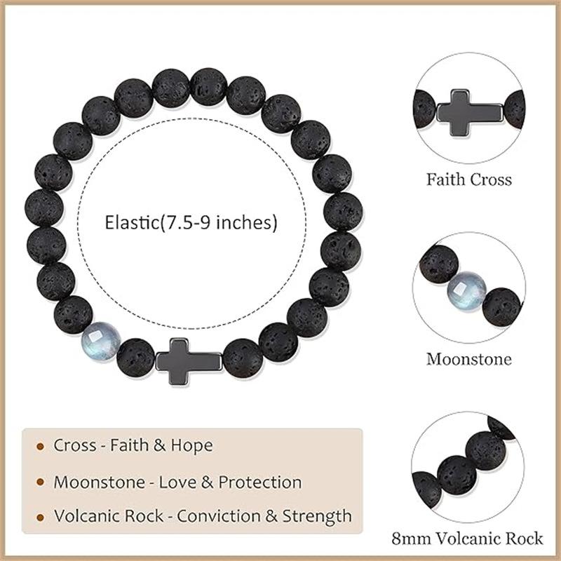 JYL TS Bracelet Men Elastic  Cross Charm Boosts Courage & Positive Energy Flow