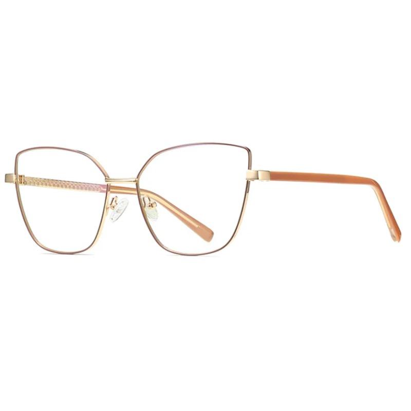 Elegant Cat Eye Reading Glasses For Women Spring Hinge Metal Frame Eyeglasses Blue Light Blocking Transparent Computer Glasses
