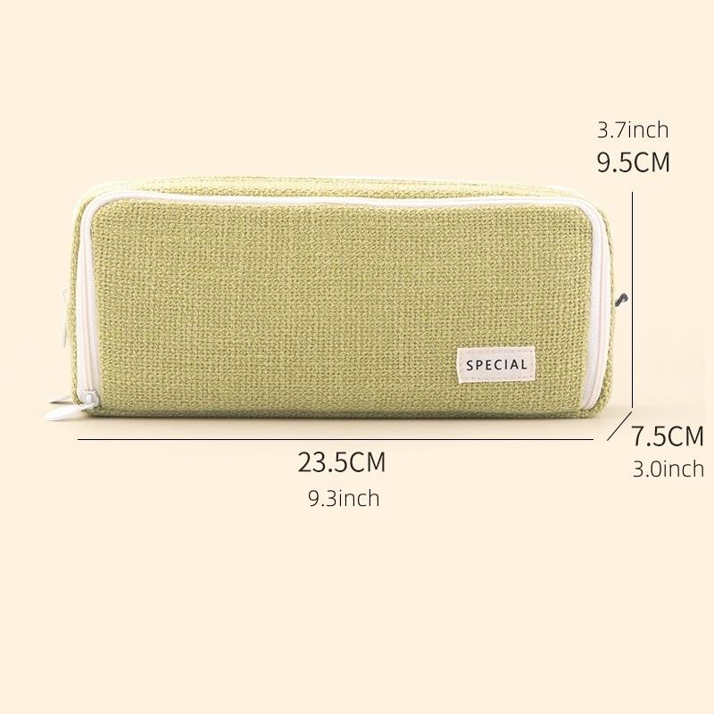 Angoo Linen Type Cloth Pencil Case Pen Bag 3 Compartments Storage Pouch Organizer for Stationery