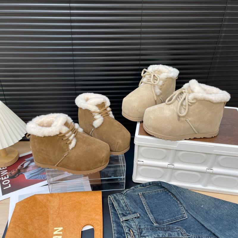 Botas de neve femininas novas de inverno couro fosco veludo quentes feias fofas sapatos pão plataforma elevatória moda botas curtas