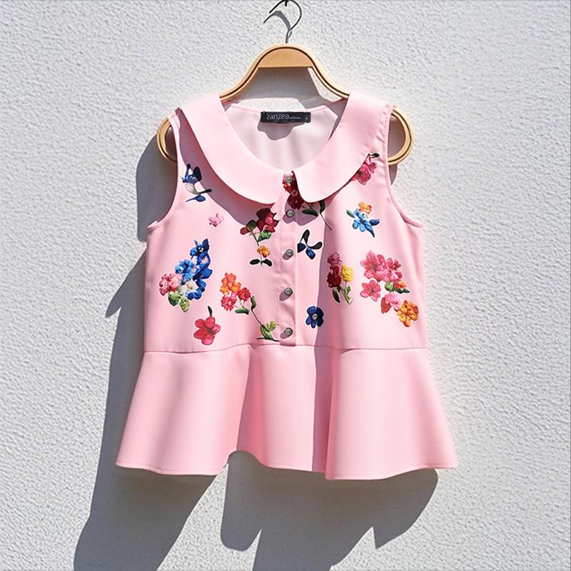 

ZANZEA Женские повседневные топы-майки без рукавов свободного кроя с цветочным принтом и отложным воротником 2XL