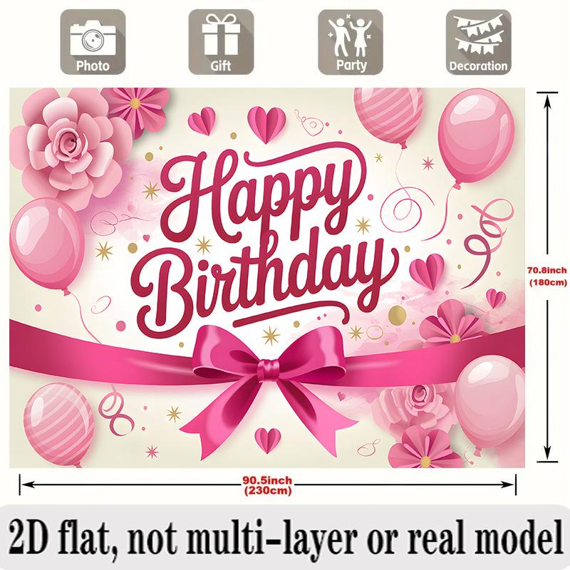 Party Backdrop Pink Flat Roses Bows Balloons Event Backdrop Decoration Birthday Party Decor