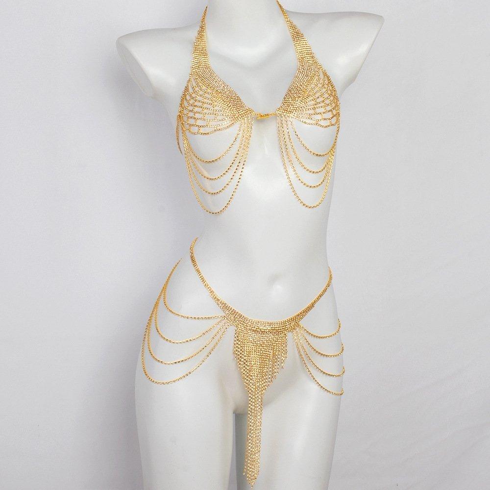 Engelsflügel Körperkette, Europäische und Amerikanische sexy volle Diamant-Quaste Brustkette, Damen Körperkette