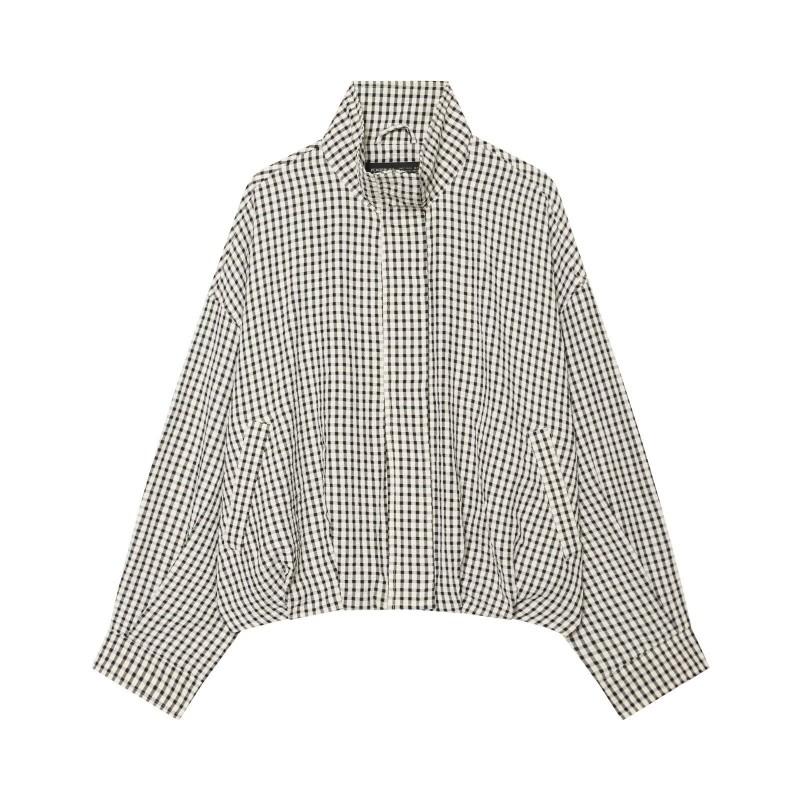 Womens Plaid Pilot Jacket Streetwear Casual Long Sleeve Zipper Coat 2026