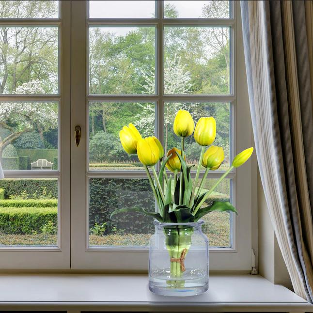 CV13899-8 TULIPS BOUQUET OF TULIPS PARROT ARTIFICIAL RUBBER FLOWERS 5 PCS Lifelike
