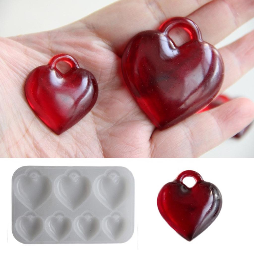 Valentines Day 3D Heart Pendant Resin Mould Sturdy Silicone Easy Release Portable for Jewelry Crafting Supplies
