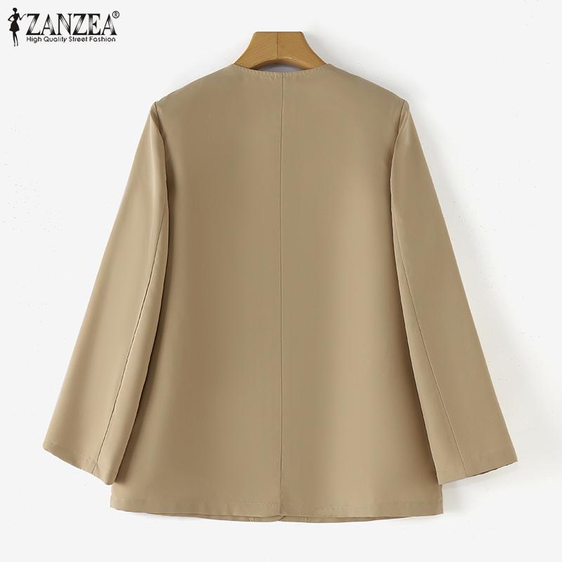 ZANZEA Women Autumn V-Neck Padded Shoulder Long Sleeve Suit Jackets
