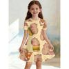 Soft and Breathable Purple Starry Sky Fairy Printed Short Sleeved Casual Dress Suitable for Birthdays and Parties in Summer