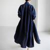 Frühling/Sommer 2025 Oversize Baumwollleinen Hemdkleid mit langem Cardigan und langen Ärmeln