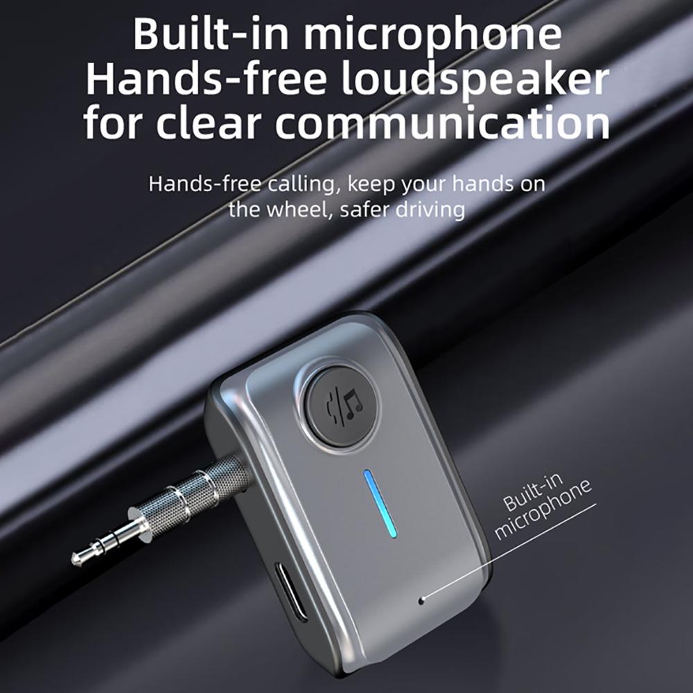 Récepteur Bluetooth 5.3 Adaptateur sans fil 3,5 mm AUX pour haut-parleur de voiture Casque Audio Récepteur de musique Adaptateur Bluetooth 5.3 mains libres