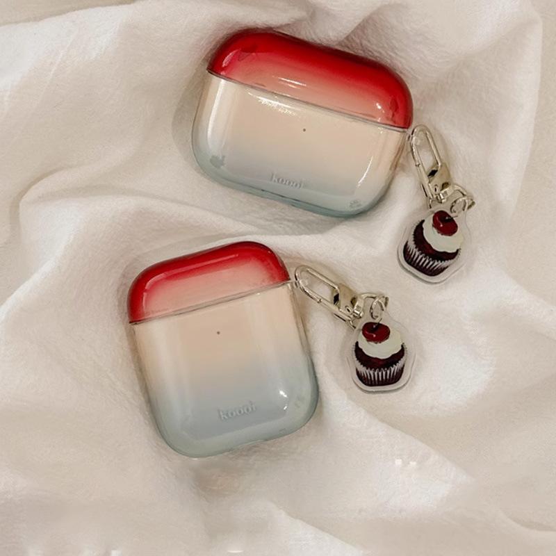 Ins Gradual Change Red Smudge Earphone Case Protective Cover for AirPods 1/1/1/1/pro/pro1 Generation Earphone Cover