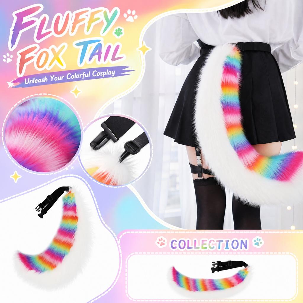 Plush Tail Cosplay Costume Accessory Prop for Halloween and Dress-Up Party