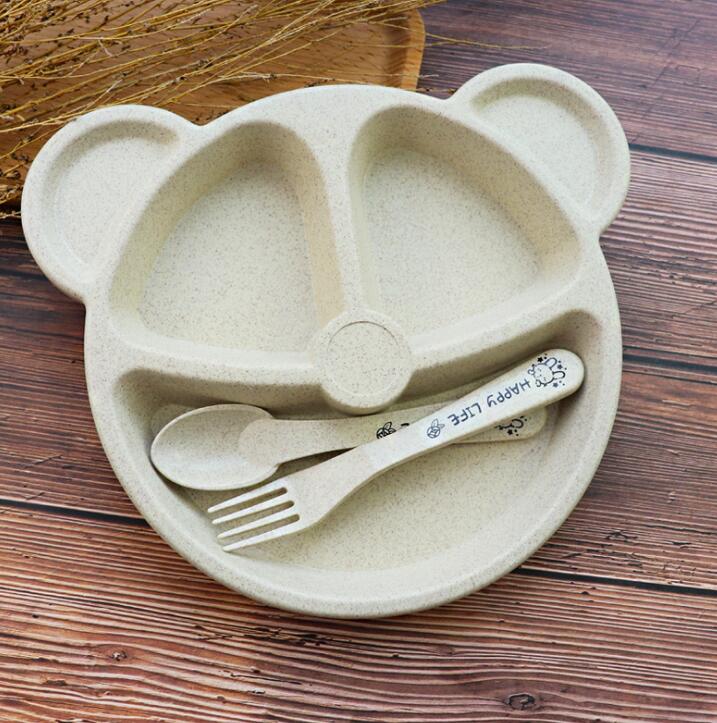 

Детский обеденный сервиз Пшеничная соломенная посуда Детская тарелка Поднос для завтрака бежевый