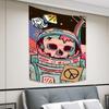 Space Skull Astronaut Tapestry  Vibrant Wall Hanging with Dice and Rainbow for Bedroom and Living Room Decor Perfect Gift