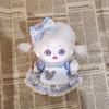 Niannyyhouse 20cm Plush Clothes Checkered Maid Outfit Headwear Apron Dress Dress-Up Cotton Doll Accessories (Pink)