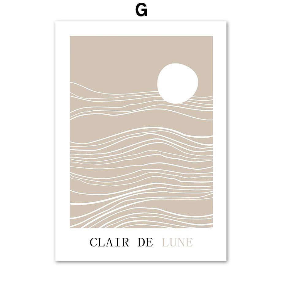 Beige Palm Wave Soft Feather Reeds Lines Nordic Posters Prints Canvas Painting Wall Art Pictures For Living Room Home Decor