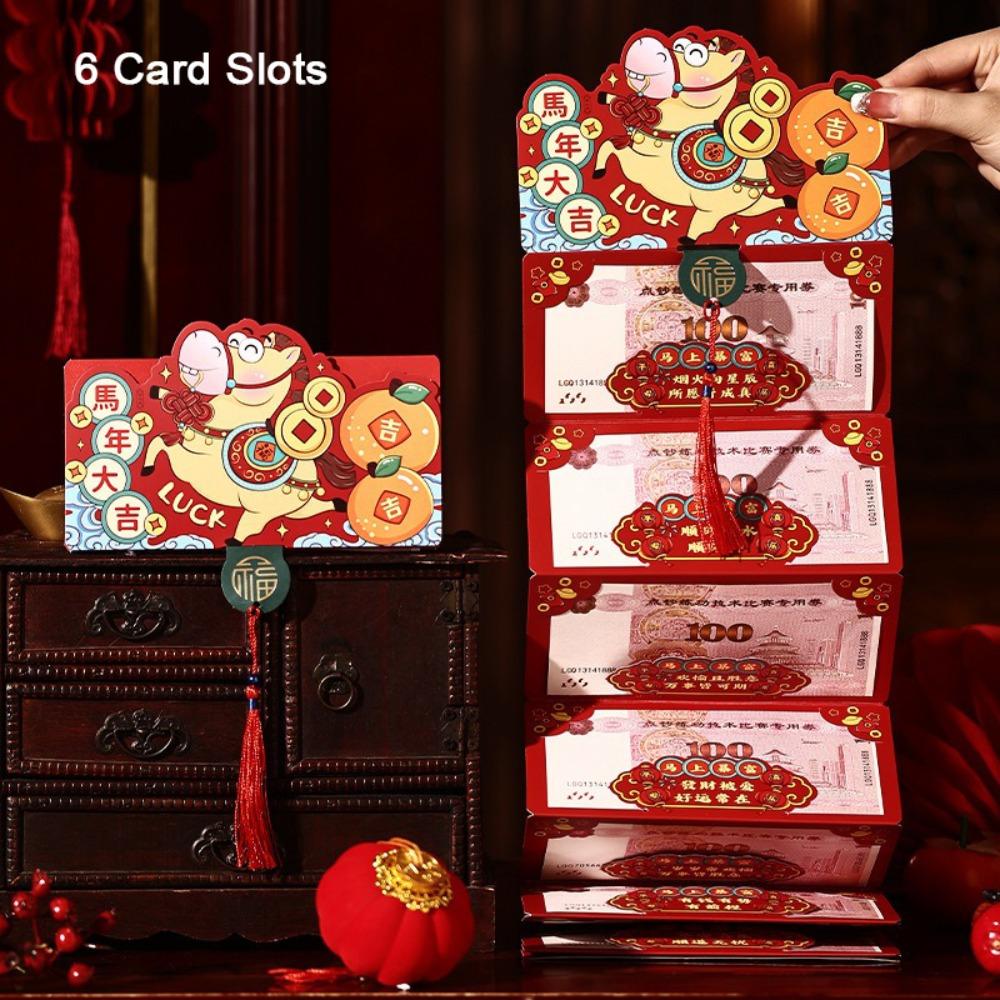 

Paper Horse Year Red Envelope Red Color Cartoon Red Envelope Lucky Red Bag Spring Festival Style 5 6 Card