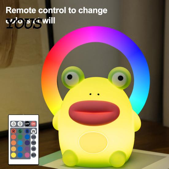 Baby Sleep Aid Lamp Frog Silicone Night Light, Rechargeable Touch Bedside with 3 Brightness Desk Decor & Remote Control, 30 Min Timer Decoration,