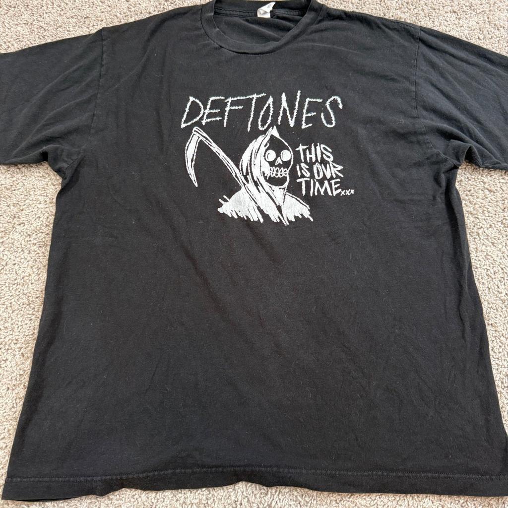 Tultex Deftones T-Shirt Men XL Black Good Grim Reaper This Is Our Time Graphic Unisex T-Shirt