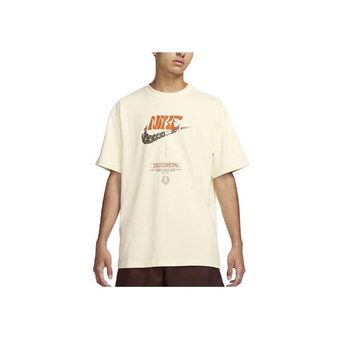 

Nike Спортивная одежда Логотип Принт Узор В рубчик Круглый вырез Спортивная футболка с коротким рукавом Мужские топы Бежевый FD1303-113 S