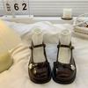 Mary Jane Shoes for Women with Bow Black Woman Pumps Round Toe Medium Heels Genuine Mark Korean Style Wholesale Fashion Vacation